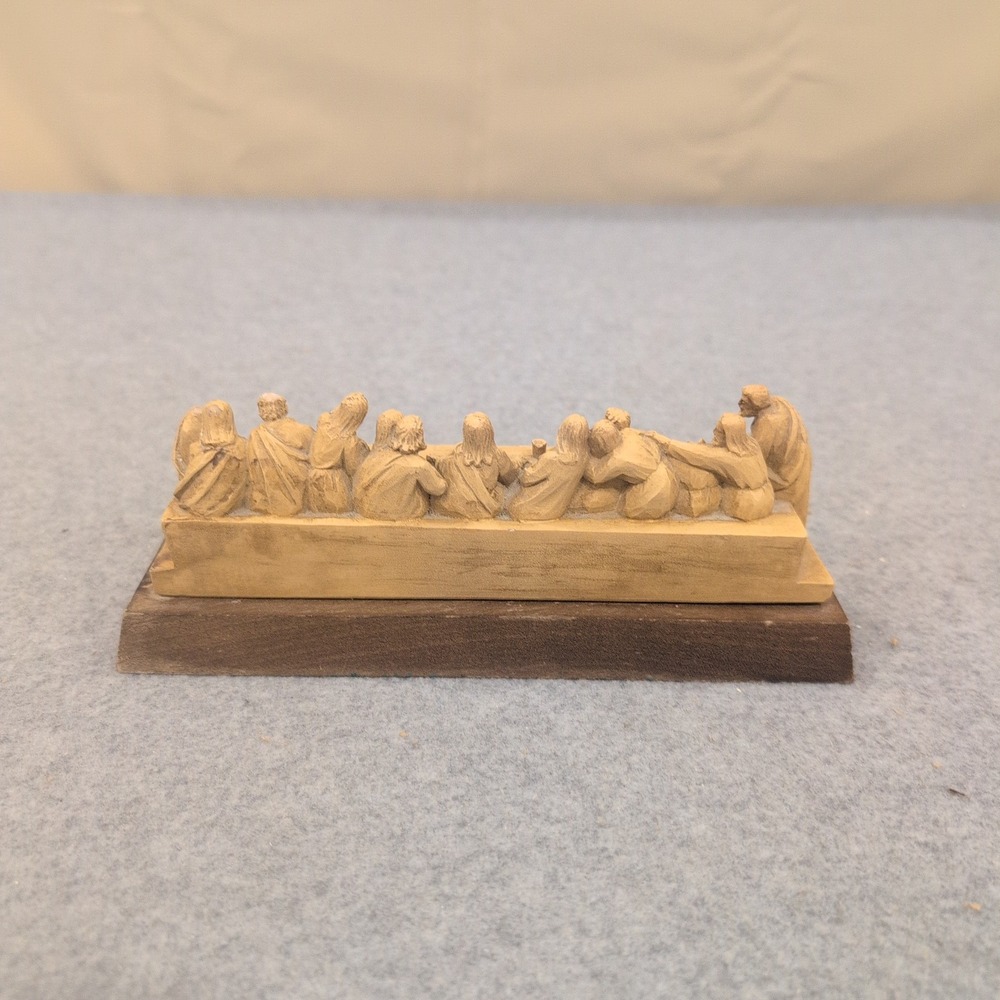 Vintage 1967 Germany Last Supper Miniature Figurine Wood Base Religious Diorama - Picture 5 of 6